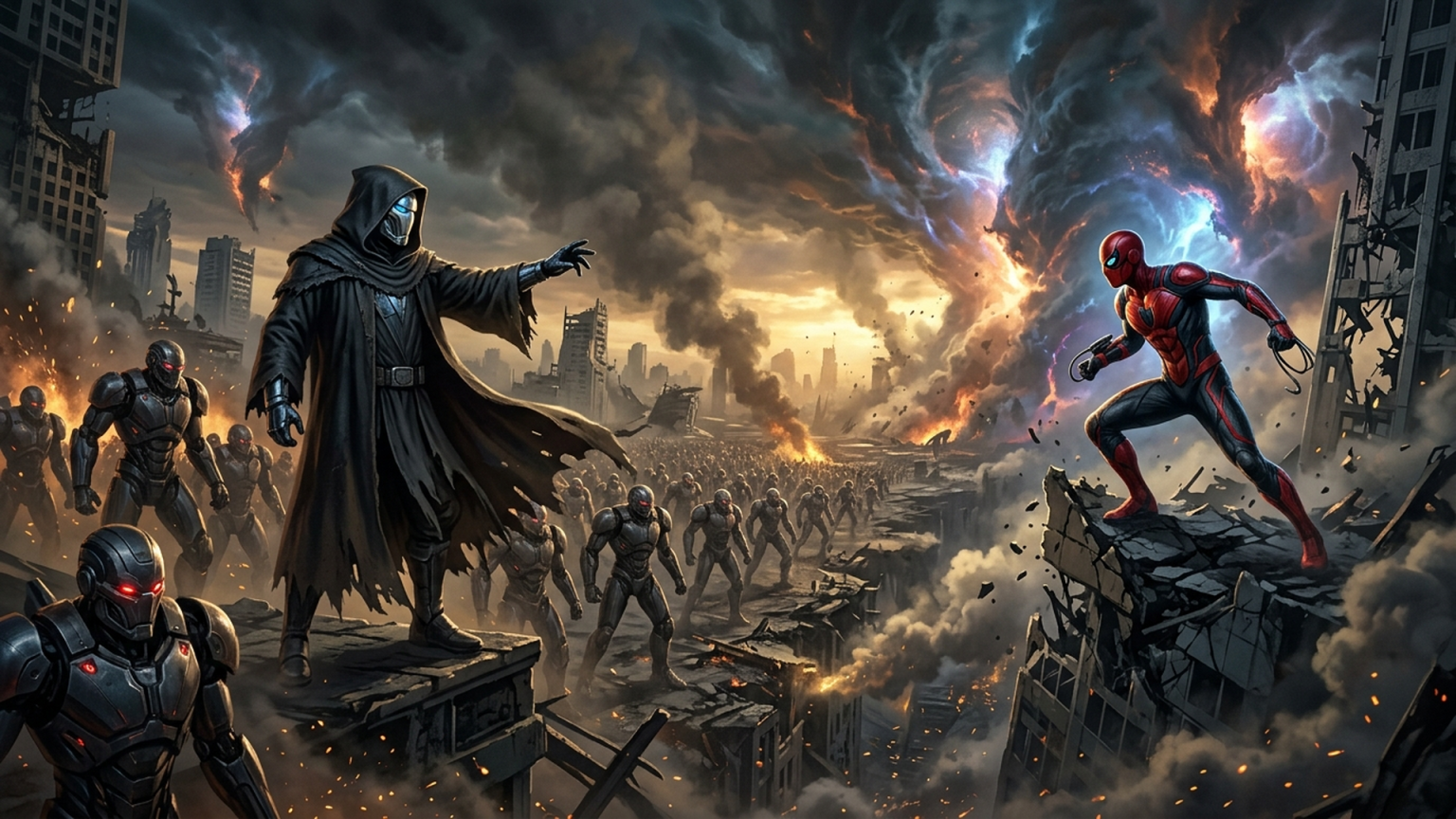 Avengers Doomsday Doctor Doom and Spider-Man Multiverse Incursion Battle Banner