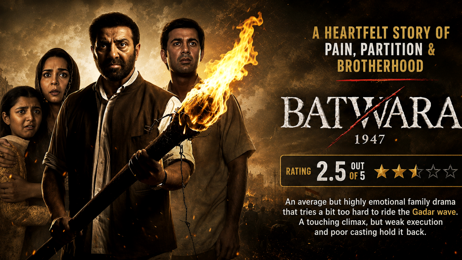 Batwara 1947 Movie Review Sunny Deol Shabana Azmi Banner